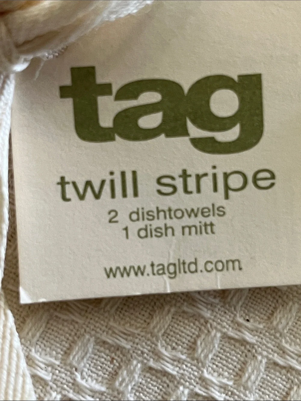 Tag Cream Waffle Weave Kitchen Towel